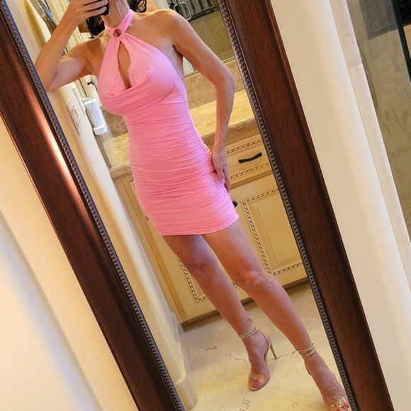 Tiger Mist Ilina Babydoll Pink Halter Dress, XS - Picture 11 of 16